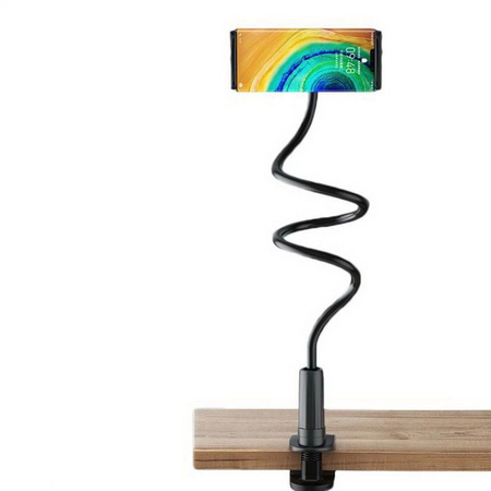 Uchwyt elastyczny z klipsem na tablet telefon mocowany do biurka stołu blatu ramy łóżka (Czarny)