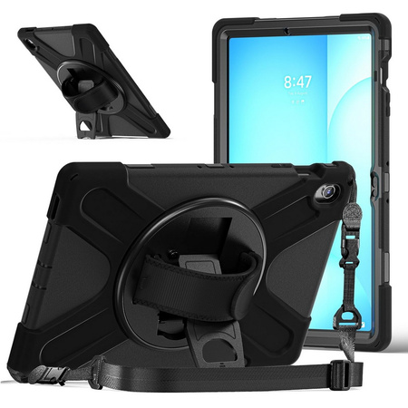 Etui D-Pro 360 Armor Strap Case obudowa pancerna z uchwytem na rękę i paskiem na ramię do Samsung Galaxy Tab S10 FE Plus 13.1" 2025 SM-X620/X626 (Czarny)