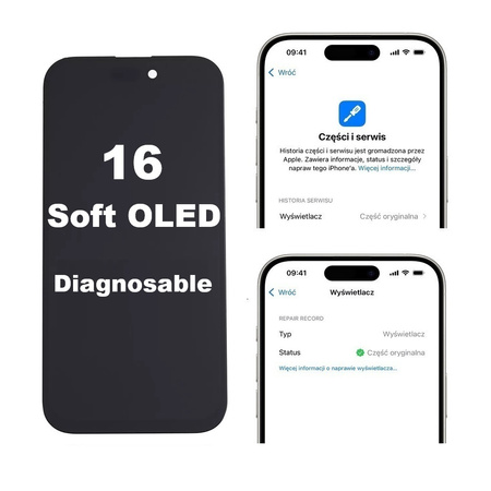 Wyświetlacz LCD Diagnosable ekran dotyk digitizer programowalny z możliwością przypisania jako oryginał do Apple iPhone 16 (Soft OLED)