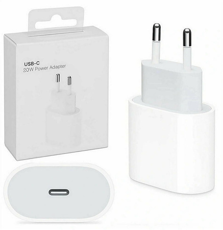 Ładowarka sieciowa zasilacz adapter USB-C 20W szybkie ładowanie PD do Apple iPad iPhone X/XS/11/12/13/14/15/16 e/Mini/Plus/Pro/Max (Box)