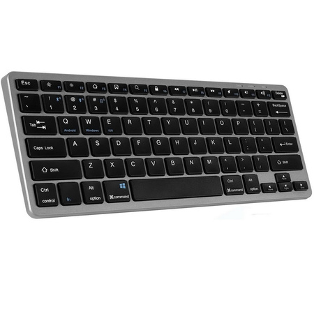 Klawiatura bezprzewodowa Bluetooth 3.0 / 5.0 / 2.4G USB do komputera PC Macbook iMac iPad Windows Android Smart TV (Space Gray / Szary)