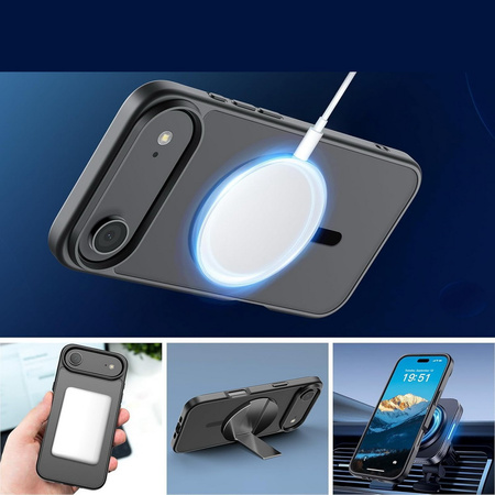 Etui D-Pro Matte Hybrid MagSafe Case obudowa magnetyczna iPhone 17 Air (Czarny)