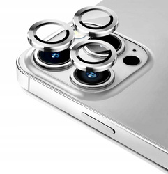 Zestaw Eagle Eye Lens szkło + metalowa ramka na tylną kamerę aparat do iPhone 14 Pro/14 Pro Max/15 Pro/15 Pro Max (3 szt.) (Silver)