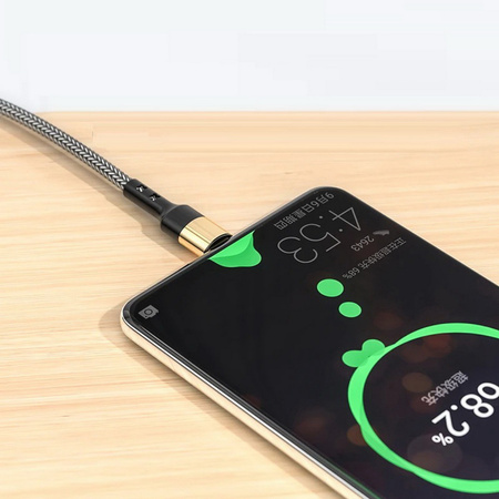 Kabel przewód USB-C do USB-C Type-C do szybkiego ładowania PD 100W nylonowy oplot 120cm 1,2m (Czarny / Złoty)