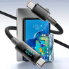 Kabel przewód USB-C do USB-C Type-C z wyświetlaczem LED do szybkiego ładowania PD 100W nylonowy oplot 100cm 1m (Czarny)