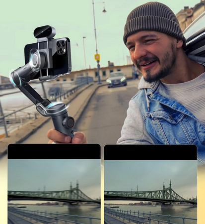Gimbal Aochuan Smart XE Stabilizator 3-osiowy ręczny do smartfona ze statywem tripod selfie stick to telefonu (Czarny)