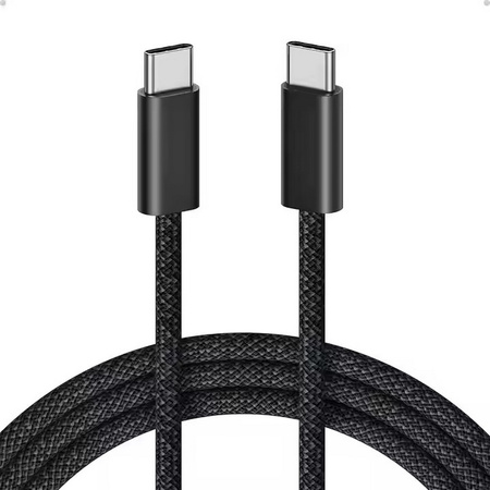 Kabel przewód USB-C do USB-C Type-C do szybkiego ładowania PD 60W nylonowy oplot do Apple iPad mini/Air/Pro iPhone 15/16/Pro/Plus/Max 100cm 1m (Box) (Czarny)