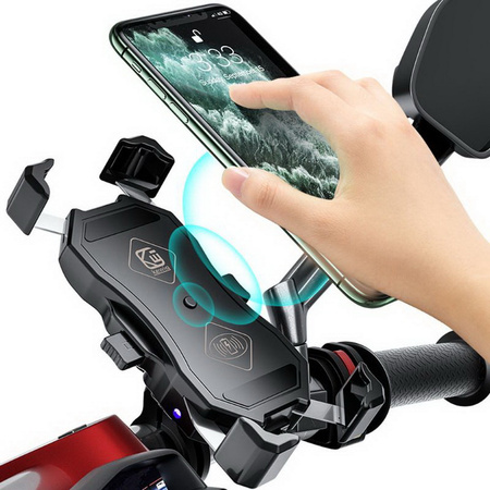 NOX Motorcycle Phone Holder 15W Wireless Charger USB QC3.0