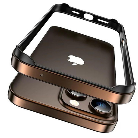 Etui D-Pro Bumper Metal+TPU ramka ochronna aluminium+guma do Apple iPhone 16 Pro (Desert Titanium / Złoty)