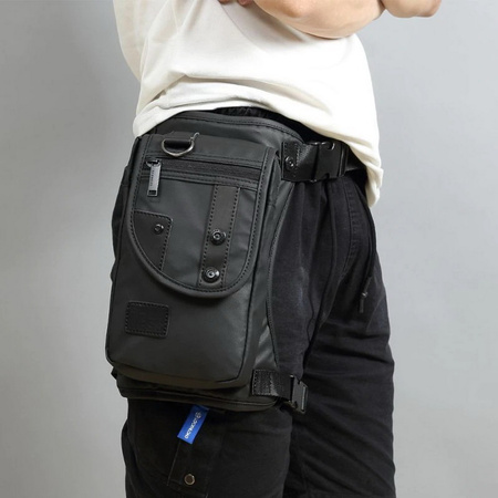 NOX Leg Bag torba motocyklowa/rowerowa saszetka kabura na nogę udo pas (Czarny)