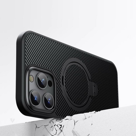 Etui D-Pro Stealth Carbon MagSafe Stand Case obudowa magnetyczna karbonowa magnes stojak podstawka do Apple iPhone 17 Pro (Czarny)