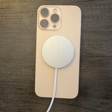 Ładowarka indukcyjna 25W bezprzewodowa USB-C PD w nylonowym oplocie magnetyczna do MagSafe iPhone AirPods 100cm 1m (Biała)