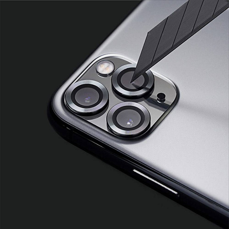 Eagle Eye Lens szkło + metalowa ramka na tylną kamerę aparat do iPhone 11/11 Pro/11 Pro Max/12 mini/12/12 Pro (1 szt.) (Black)
