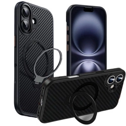 Etui D-Pro Stealth Carbon MagSafe Stand Case obudowa magnetyczna karbonowa magnes stojak podstawka do Apple iPhone 17 (Czarny)