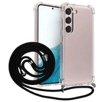 D-Pro Crossbody TPU etui na sznurku z paskiem na ramię do Samsung Galaxy S23+ Plus (Crystal+Black)