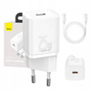 Ładowarka sieciowa Baseus Super SI szybka adapter USB-C 25W PD + kabel USB-C - USB-C 100cm (Biały)