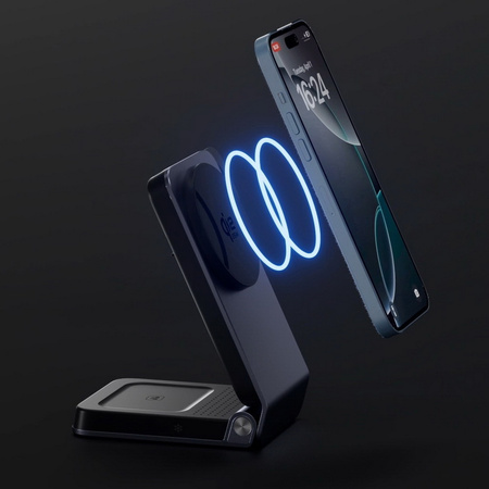 Ładowarka indukcyjna 25W Qi2.2 Active Cooling MagSafe Wireless Charger szybka bezprzewodowa magnetyczna stacja do ładowania Apple Watch / iPhone / AirPods (Czarny)