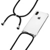 D-Pro Crossbody TPU etui na sznurku z paskiem na ramię do iPhone X/XS (Crystal+Black)