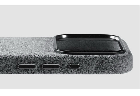Etui D-Pro Alcantara® oryginalna włoska tkanina zamszowa obudowa z magnesem MagSafe do Apple iPhone 17 Pro Max (Dark Gray/ Ciemny Szary)