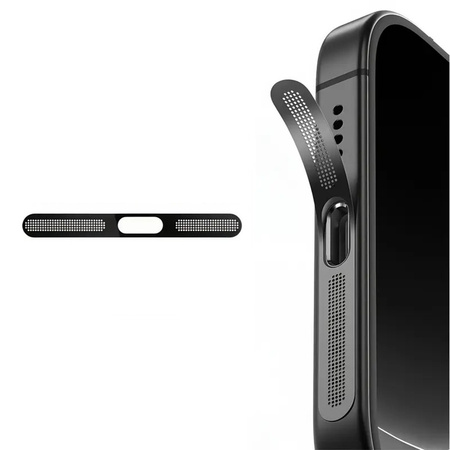 Siateczka ochronna Anti Dust Mesh membrana dolnego głośnika mikrofonu metalowa naklejka przeciwpyłowa do iPhone 12 13 14 15 16 (Czarny)