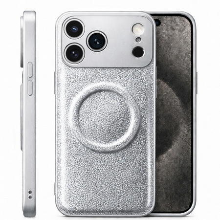Etui D-Pro Vegan Leather MagSafe Case obudowa magnetyczna iPhone 17 Pro (Srebrny)