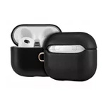 D-Pro Leather Case skórzane etui do Apple AirPods 3 z metalową zawieszką (Czarne)