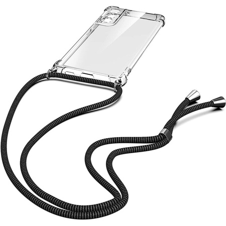 D-Pro Crossbody TPU etui na sznurku z paskiem na ramię do Samsung Galaxy S23 Ultra (Crystal+Black)