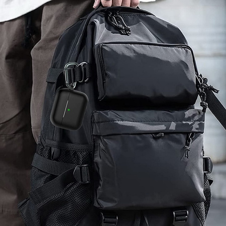 Etui D-Pro Silicone Case silikonowa obudowa z metalowym karabińczykiem do Apple AirPods Pro 3 (2025) (Czarny)