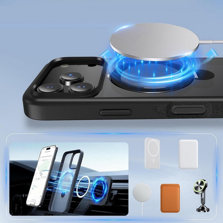 Etui D-Pro Matte MagSafe Stand Case obudowa magnetyczna matowa magnes stojak podstawka do Apple iPhone 17 Pro (Czarny)