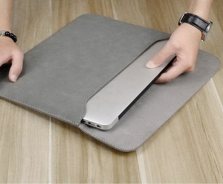 Suede Sleeve zamszowa torba z etui na ładowarkę do laptopa / MacBook'a 15/16 (Gray)