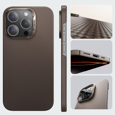 Etui Benks Armor Tint Kevlar® Aramid Fiber 1000D MagSafe obudowa magnetyczna mocna ultra cienka do Apple iPhone 16 Pro (Dawn Light Gold - Złoty)