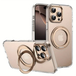 Etui D-Pro Crystal PC MagSafe Stand Case obudowa magnetyczna nieżółknąca magnes stojak podstawka do Apple iPhone 16 Pro (Przezroczysty / Titanium Gold)