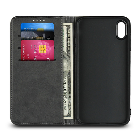 Etui D-Pro Flip Cover Wallet Case z klapką magnetyczną portfel iPhone XS Max (Czarny)