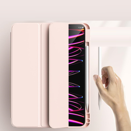 Etui D-Pro Smart Cover Case pokrowiec obudowa z klapką z uchwytem na rysiki  iPad Pro 12.9 2018-2022 / Air 13 M2/M3 2024-2025 (Różowy)