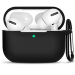 D-Pro Silicone Case etui silikonowe z metalowym karabińczykiem - Apple AirPods Pro 1/2 (Black)