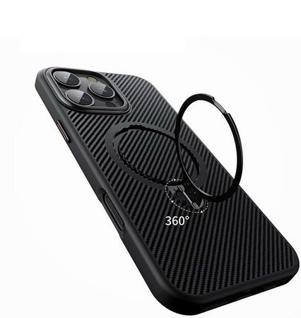 Etui D-Pro Stealth Carbon MagSafe Stand Case obudowa magnetyczna karbonowa magnes stojak podstawka do Apple iPhone 17 Pro (Czarny)