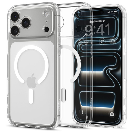 Etui Spigen Ultra Hybrid Case MagSafe obudowa mocna wzmacniana do Apple iPhone 17 Pro Max (Przezroczysty/Biały)