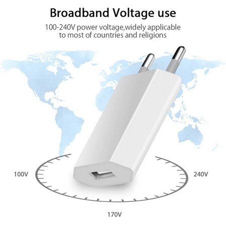 Ładowarka Sieciowa Zasilacz USB 5W 1A iPhone / iPod / Apple Watch (White)