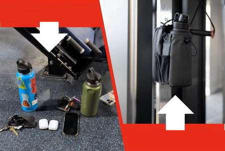 Zestaw: Butelka termiczna bidon ze stali nierdzewnej 30cm 0,95l 950ml + Torba magnetyczna (Czarny)