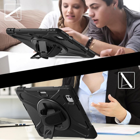 D-Pro 360 Armor Strap Case etui pancerne z uchwytem na rękę i paskiem na ramię do Apple iPad Pro 11" 5 Gen. M4 (2024) / 6 Gen. M5 (2025)
