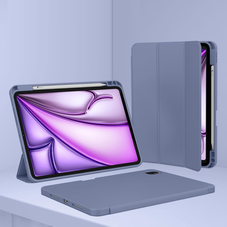 Etui D-Pro Smart Cover Case pokrowiec obudowa z klapką z uchwytem na rysiki  iPad Pro 13 M4 7 Gen. 2024 (Fioletowy)