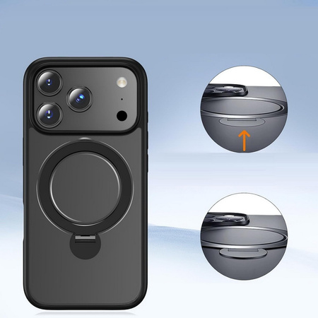 Etui D-Pro Matte MagSafe Stand Case obudowa magnetyczna matowa magnes stojak podstawka do Apple iPhone 17 Air (Czarny)