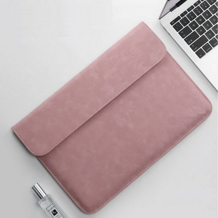 Torba D-Pro Matte Sleeve etui futerał pokrowiec miękki zamszowy Sleeve + etui na ładowarkę do laptopa Dell HP Lenovo Apple MacBook 13-14" (Różowy)