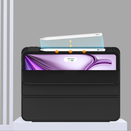 Etui D-Pro Smart Cover Case pokrowiec obudowa z klapką z uchwytem na rysik do Apple iPad Pro 13" 7 Gen. M4 (2024) / 8 Gen. M5 (2025) (Czarny)