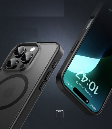 Etui D-Pro Matte Hybrid MagSafe Case obudowa magnetyczna iPhone 16 Pro Max (Czarny)