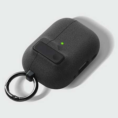 Etui D-Pro Suede Safe Anti-Lost Case bezpieczna zamykana obudowa zamszowa z metalowym karabińczykiem do Apple AirPods Pro 1/2 (Szary + Czarny breloczek)