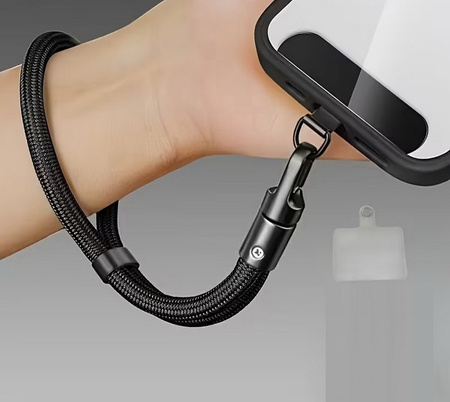 Smycz na nadgarstek D-Pro Rope Wrist Strap V2 sznurek pasek na rękę i wkładka pod etui do telefonu  (Czarny)