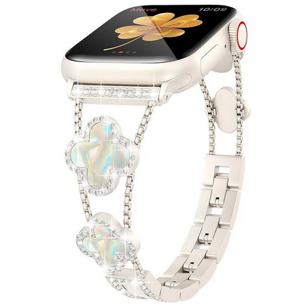 Bransoleta Glow VNC Clover Band  ozdobny pasek do Apple  Watch 4/5/6/7/8/9/10/11/SE 1/2/3 40/41/42mm (Srebrny)