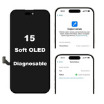 Wyświetlacz LCD Diagnosable ekran dotyk digitizer programowalny z możliwością przypisania jako oryginał do Apple iPhone 15 (Soft OLED)