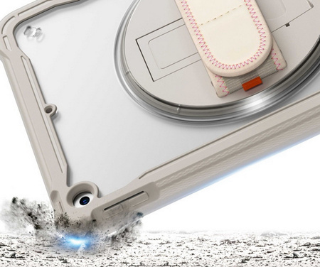 D-Pro 360 Shock V2 Strap Case etui pancerne z uchwytem na rękę i paskiem na ramię do Apple iPad 10 Gen. (2022) / 11 Gen. (2025) (Beżowy)